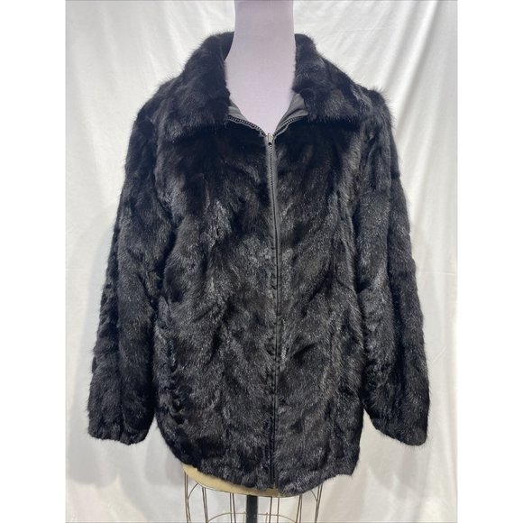mink section black jacket bomber reversible (401)
